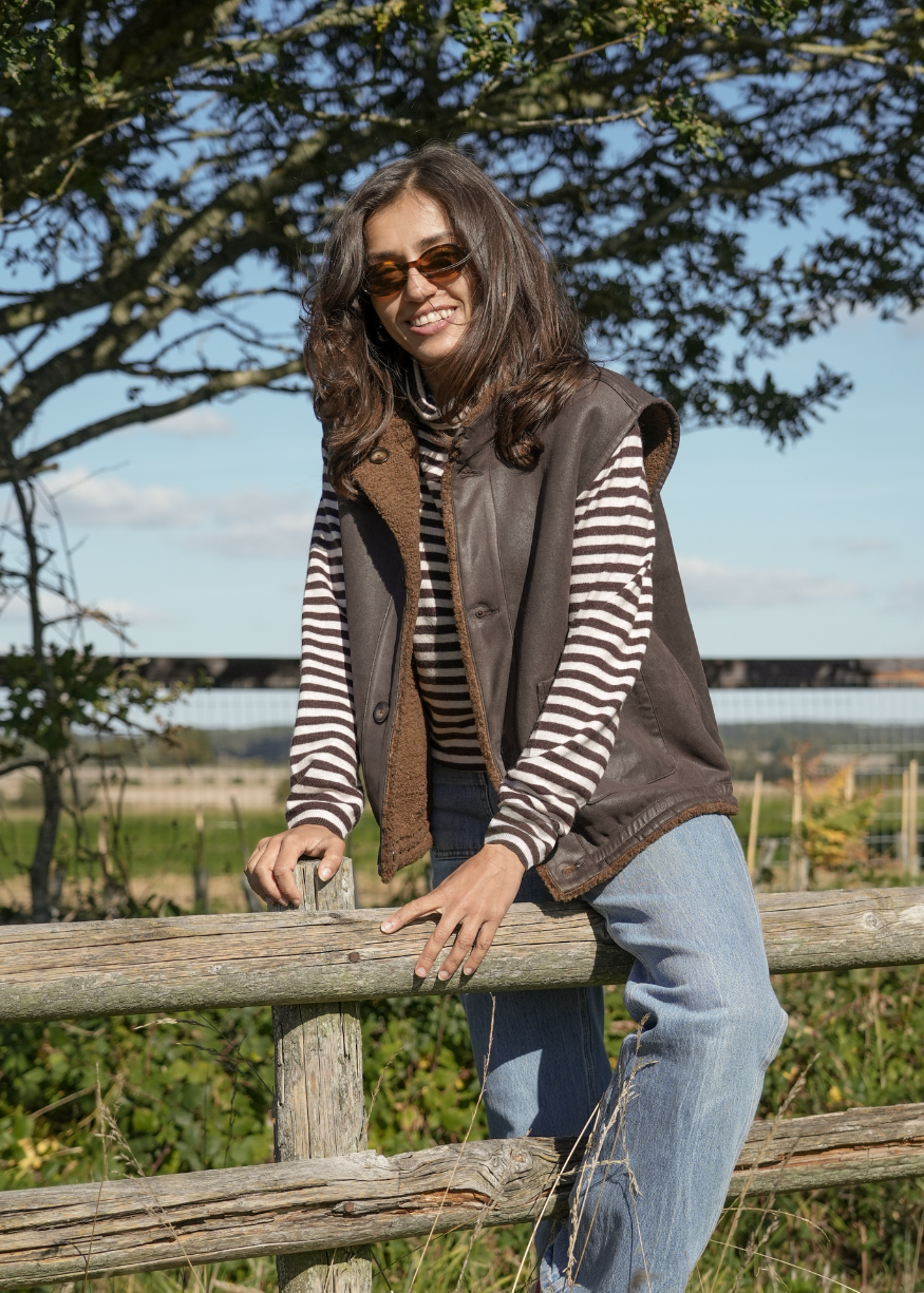 Indi & Cold Reversible Chocolate Sleeveless Jacket