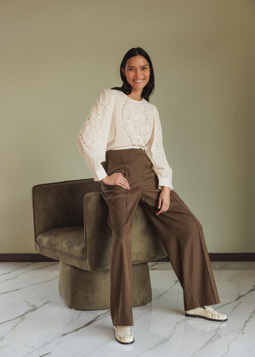 Indi & Cold Romantic Embroidered Blouse, Organic Cotton