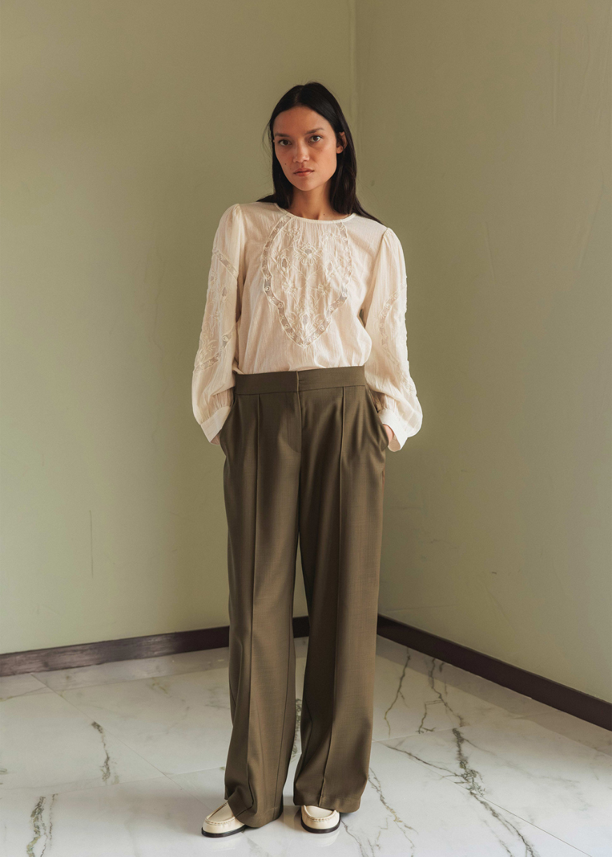 Indi & Cold Romantic Embroidered Blouse, Organic Cotton