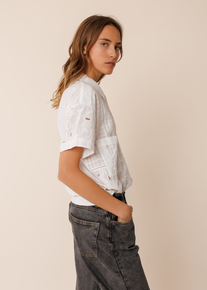 Indi & Cold Short-Sleeved Embroidered Shirt