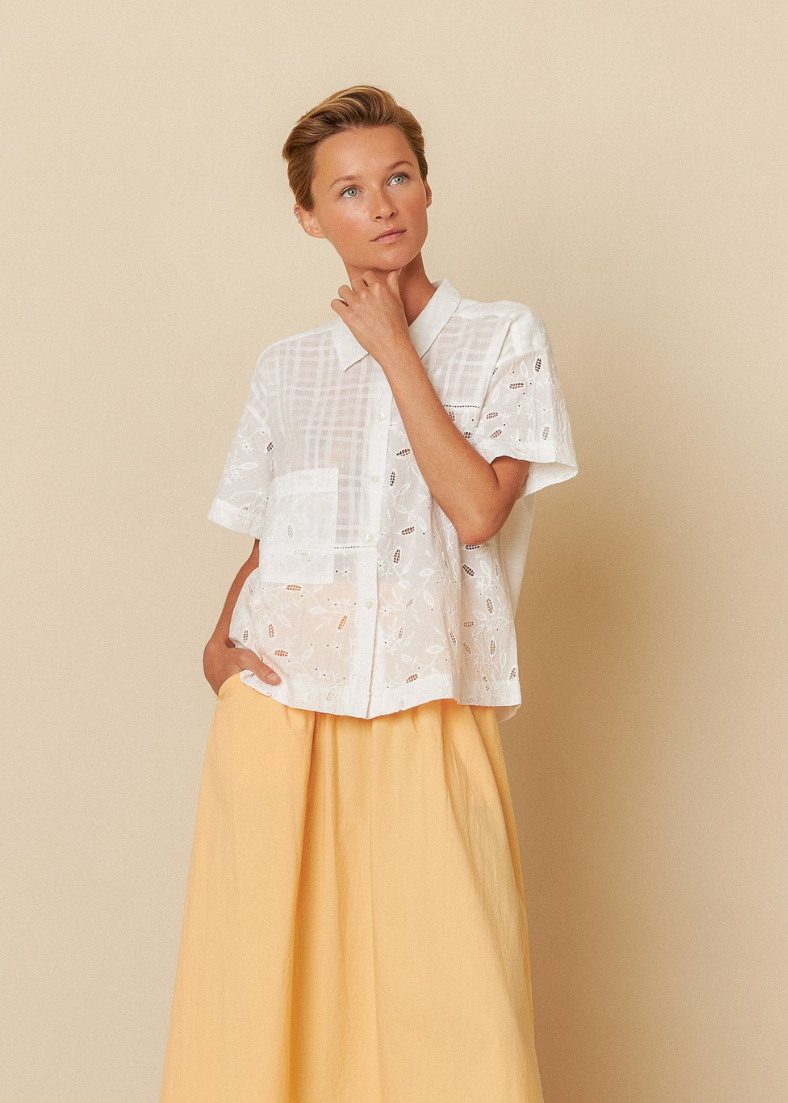 Indi & Cold Short-Sleeved Embroidered Shirt