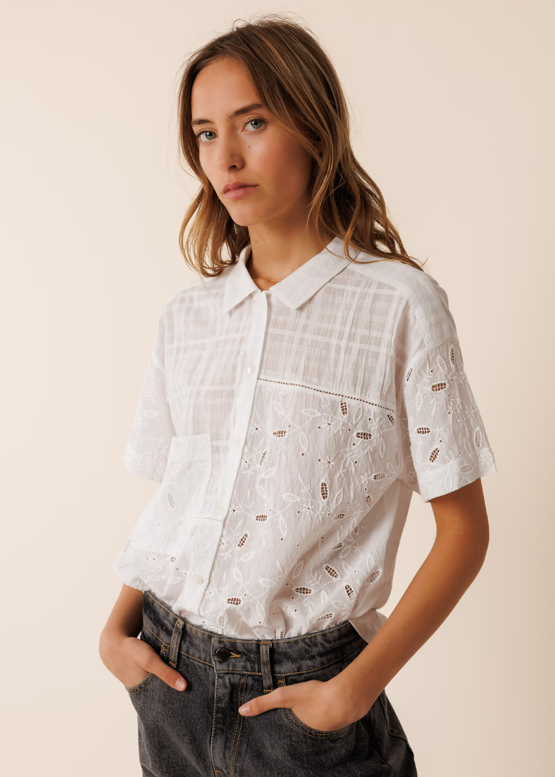 Indi & Cold Short-Sleeved Embroidered Shirt