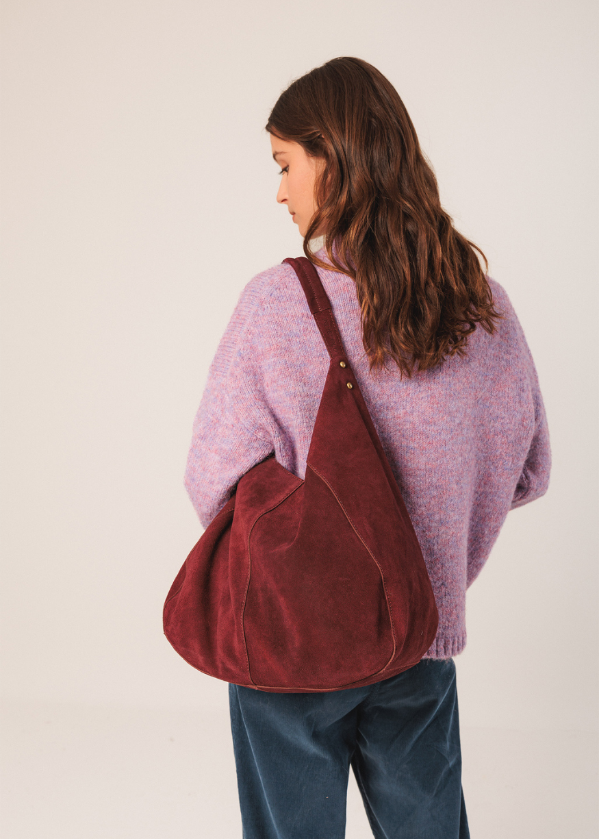 Indi & Cold Suede Leather Tote Bag - Garnet