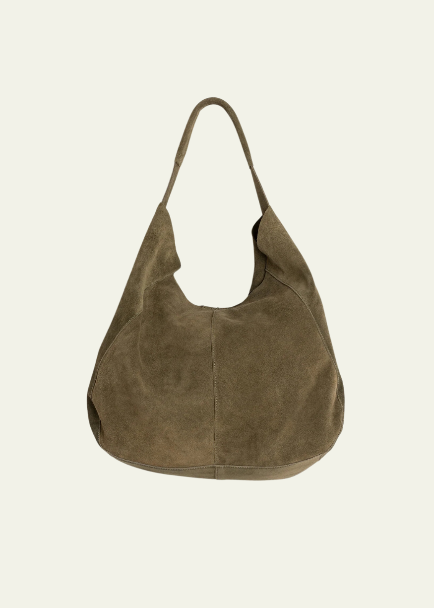 Indi & Cold Suede Leather Tote Bag - Khaki