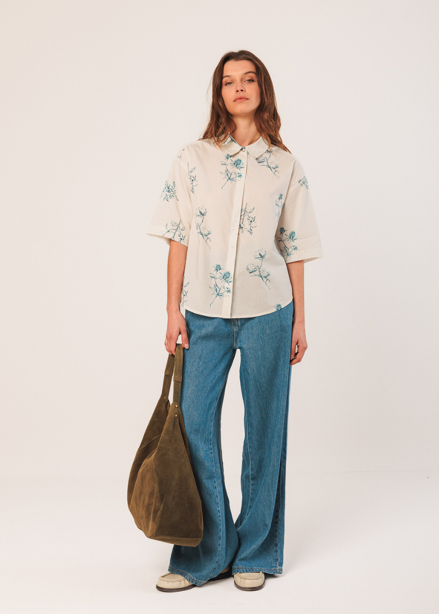 Indi & Cold Suede Leather Tote Bag - Khaki