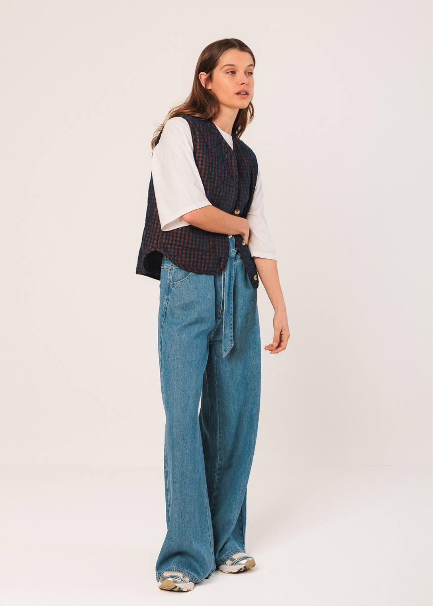 Indi & Cold Vichy Quilted Micro-Corduroy Gilet