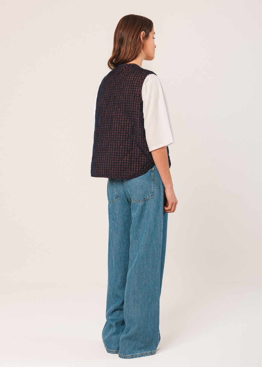 Indi & Cold Vichy Quilted Micro-Corduroy Gilet