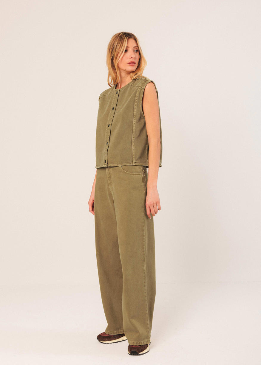 Indi & Cold Wide-Leg Cotton Twill Trousers