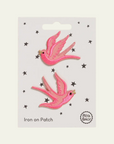 Iron on Patch - Pink Swallows