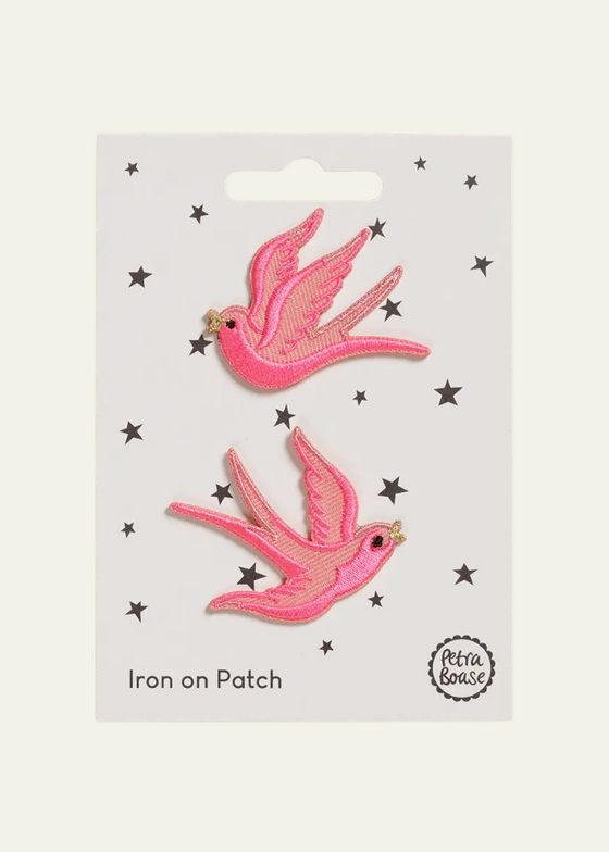 Iron on Patch - Pink Swallows