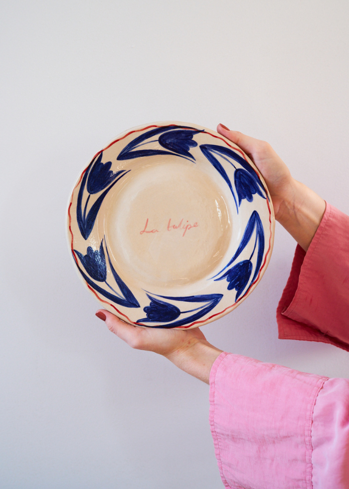 La Tulipe Hand-Painted Wall Plate by Where There's Mud