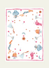 Lobster & Martini Illustrated Linen Tablecloth