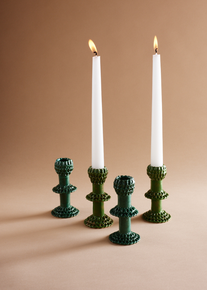 Green Shoots Ceramic Candlestick