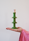 Late Bloomer Green Ceramic Candlestick