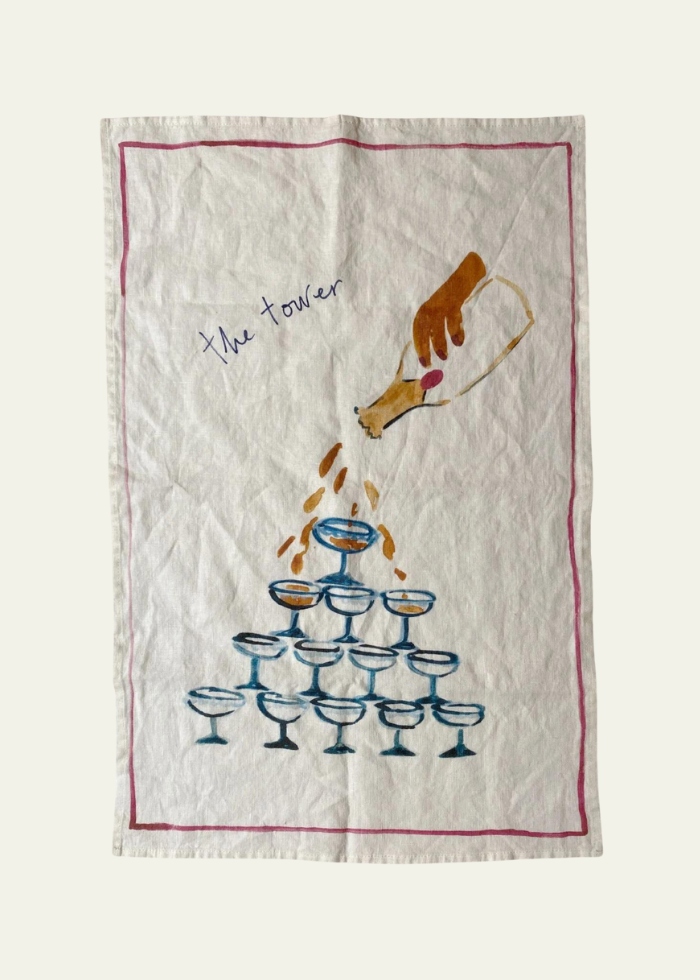 The Champagne Tower - Linen Tea Towel