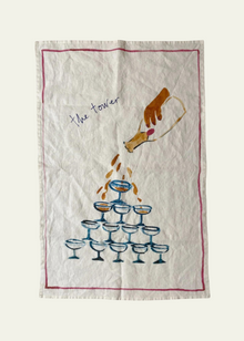  The Champagne Tower - Linen Tea Towel