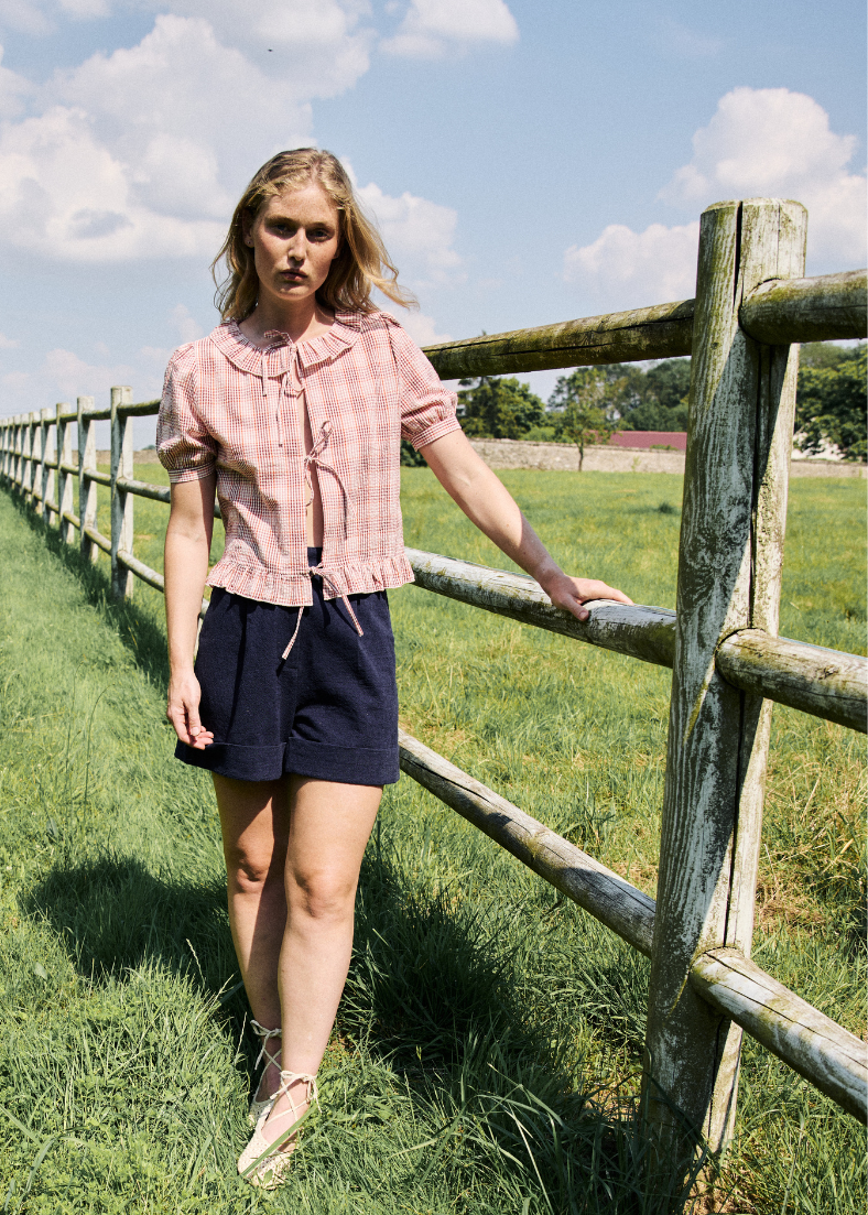 Maison Anana Aida Red Check Blouse