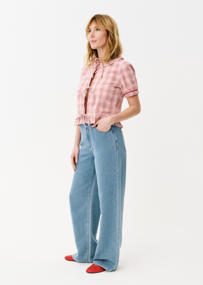 Maison Anana Aida Red Check Blouse