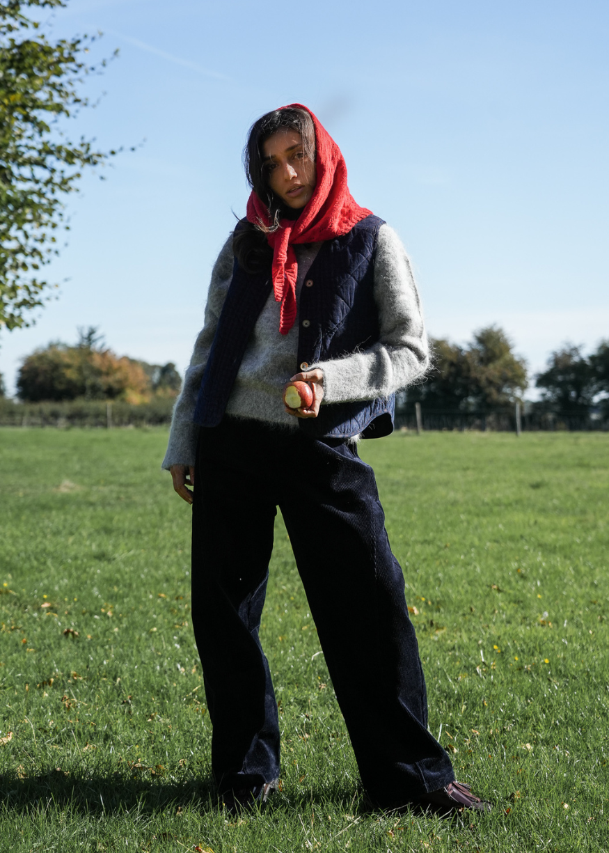 Maison Anana Navy Lilya Cord Trousers