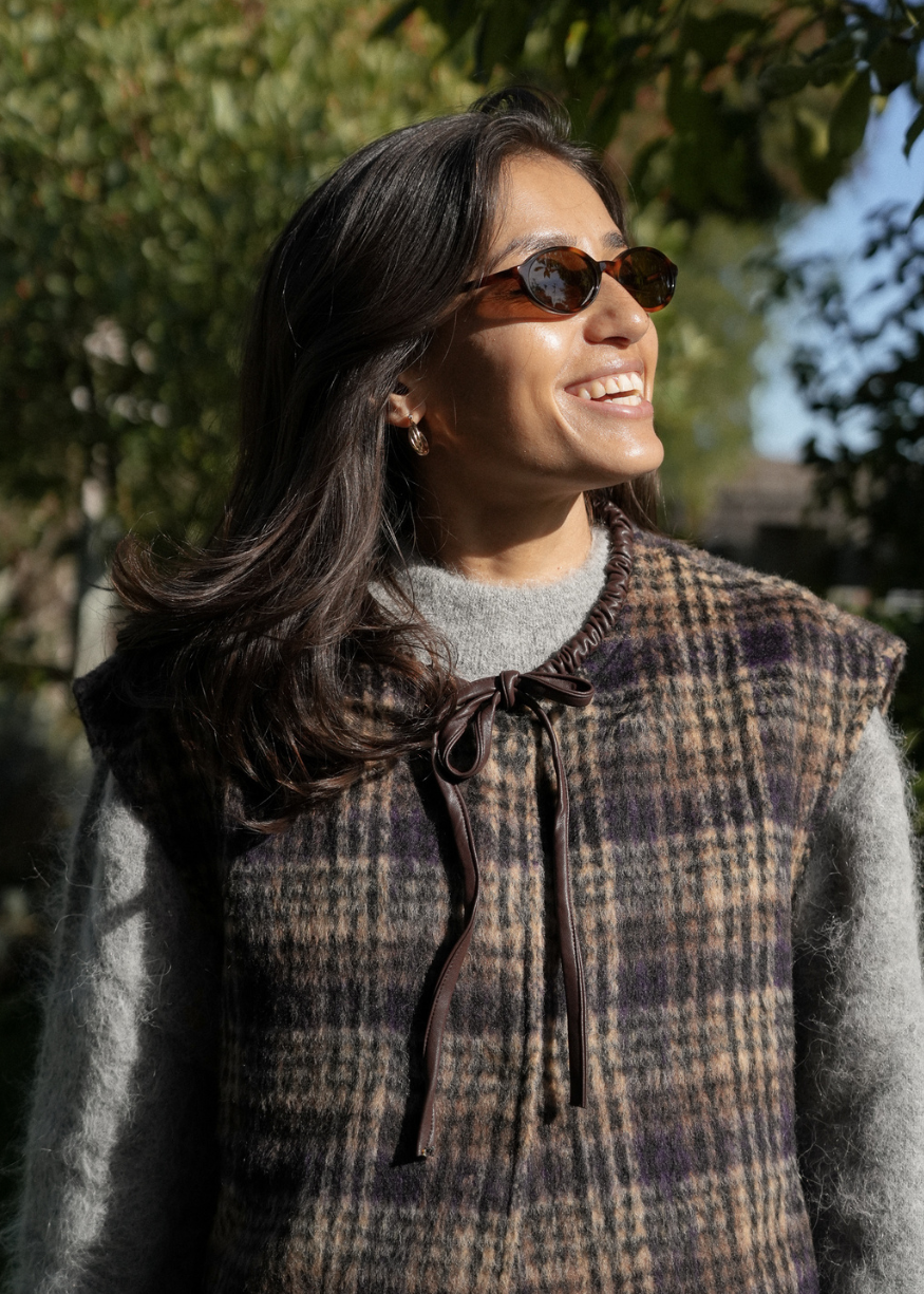 Maison Anana Piat Brown Check Gilet