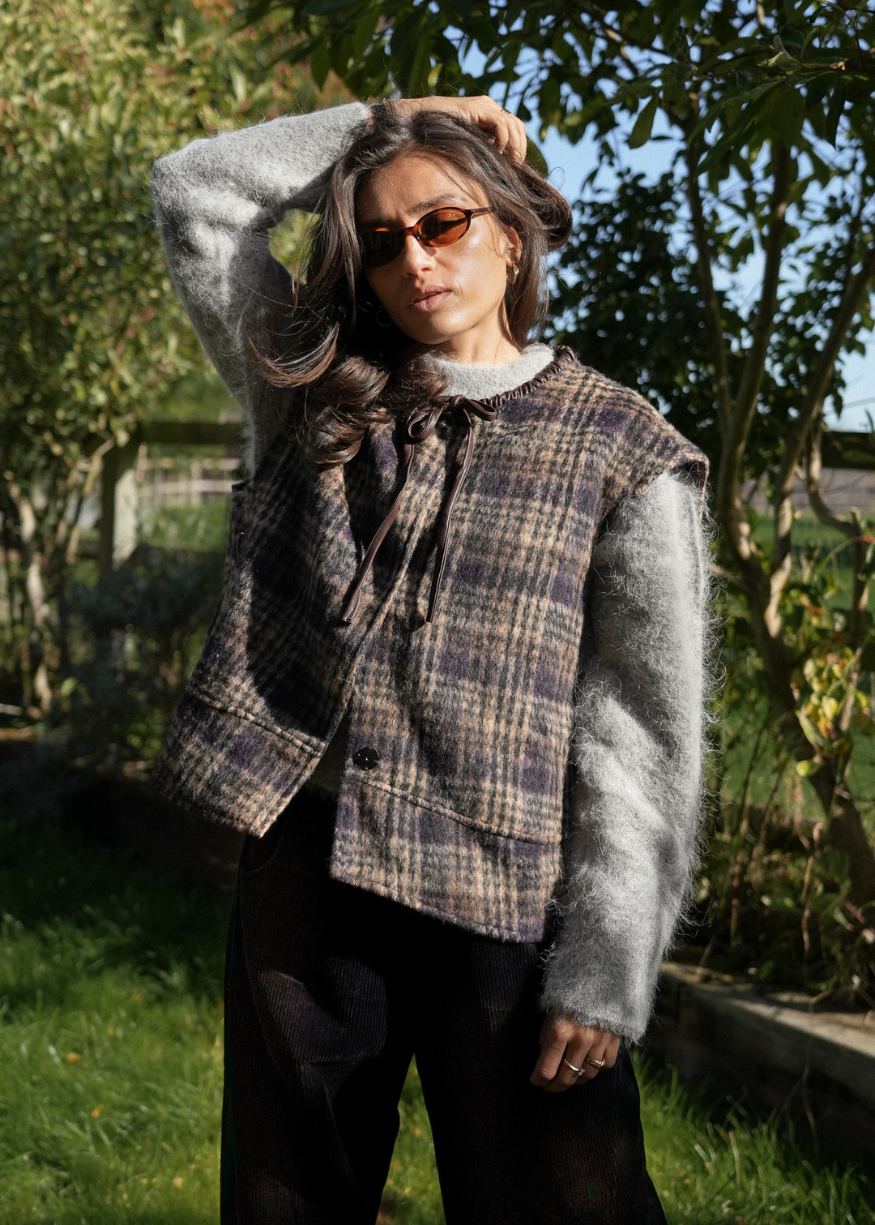 Maison Anana Piat Brown Check Gilet