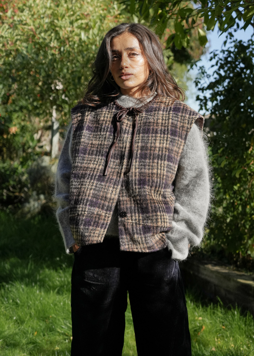 Maison Anana Piat Brown Check Gilet