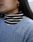 Maison Anana Pius Striped Roll Neck Jumper in Chocolate Stripe