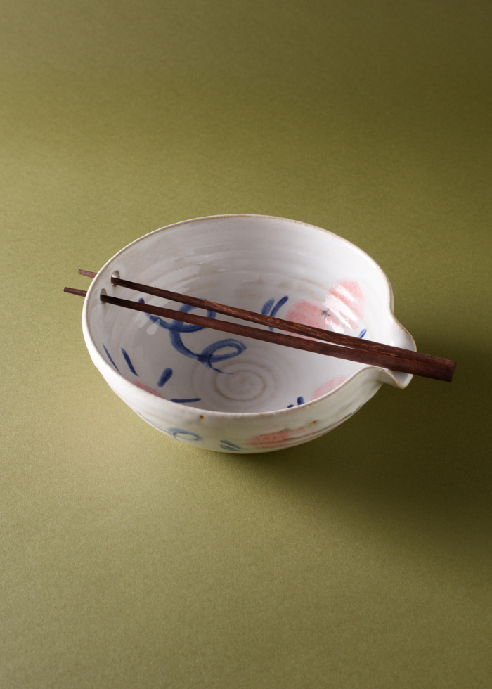 Mancora Stoneware Ramen Bowl with Chopstick Holder