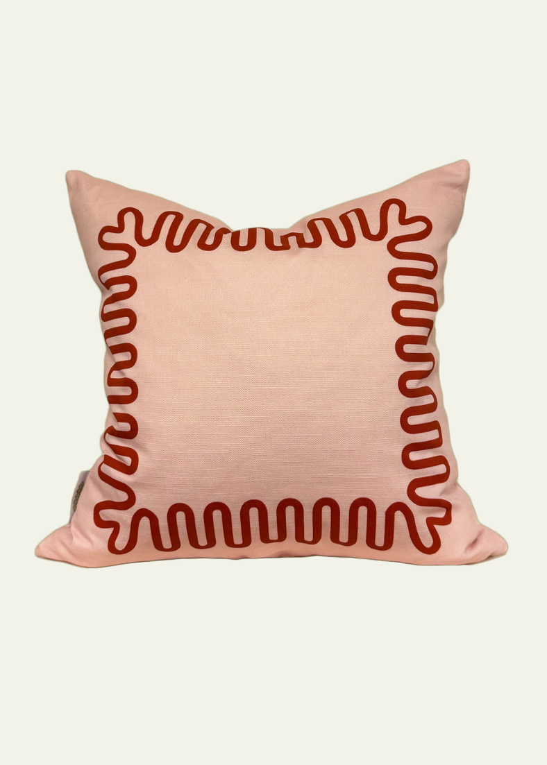 Meander Cushion Cover in Pink & Red