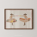 Fast Food Cowboys Print by Nephthys Illustrated, A2 print shown in a dark wood frame