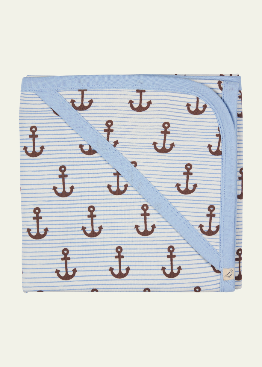 Pigeon Organics Cotton Hooded Blanket in Anchor