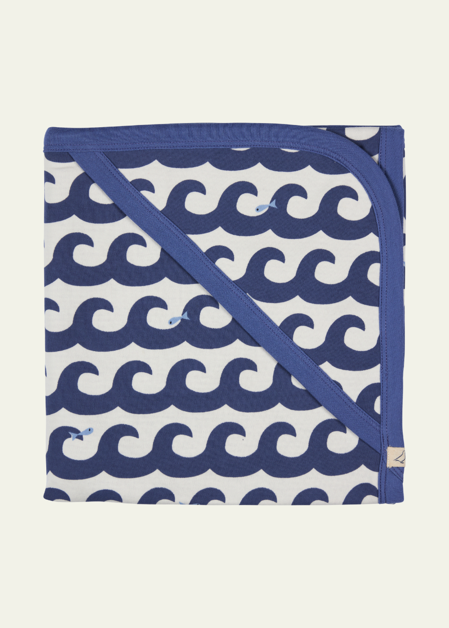 Pigeon Organics Cotton Hooded Blanket in Waves