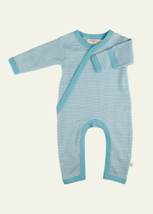  Pigeon Organics Kimono Baby Romper in Azure Stripes