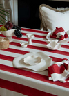 Red Striped Ruffle Cotton-Linen Tablecloth