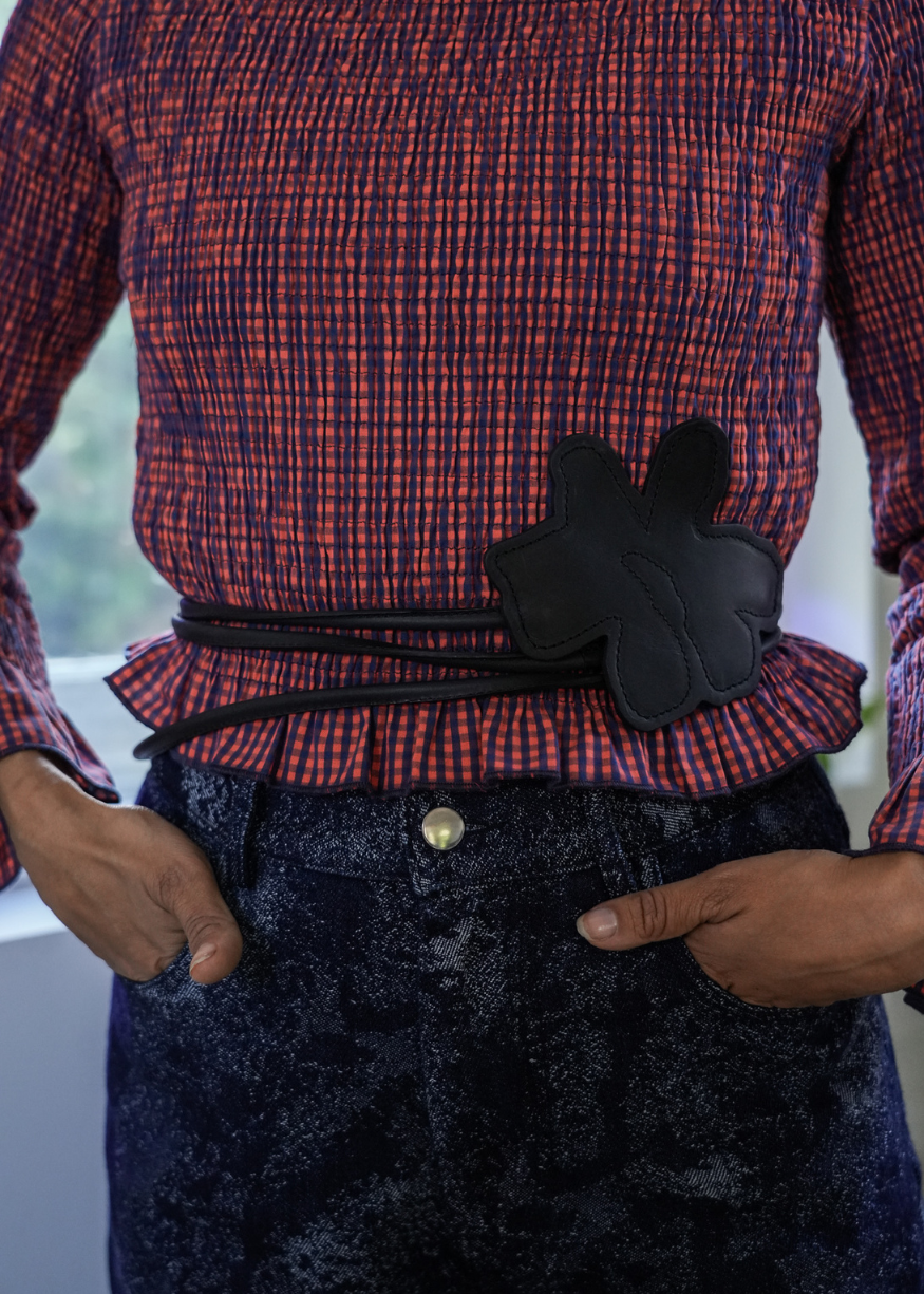Rita Row Rose Leather Tie Belt