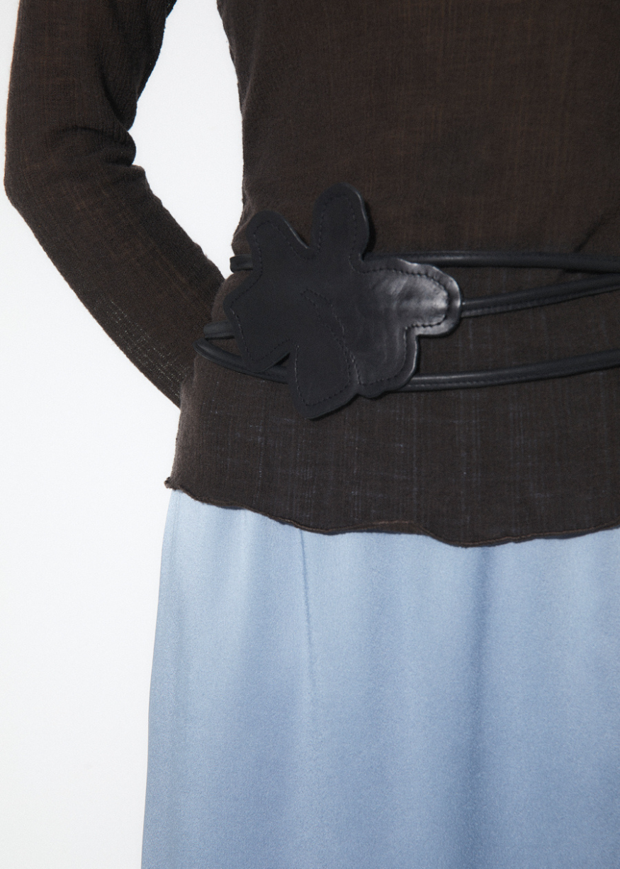 Rita Row Rose Leather Tie Belt