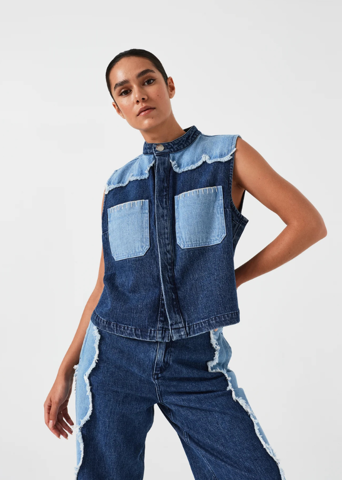 Seventy + Mochi Ari Waistcoat in Dark Vintage Scallop