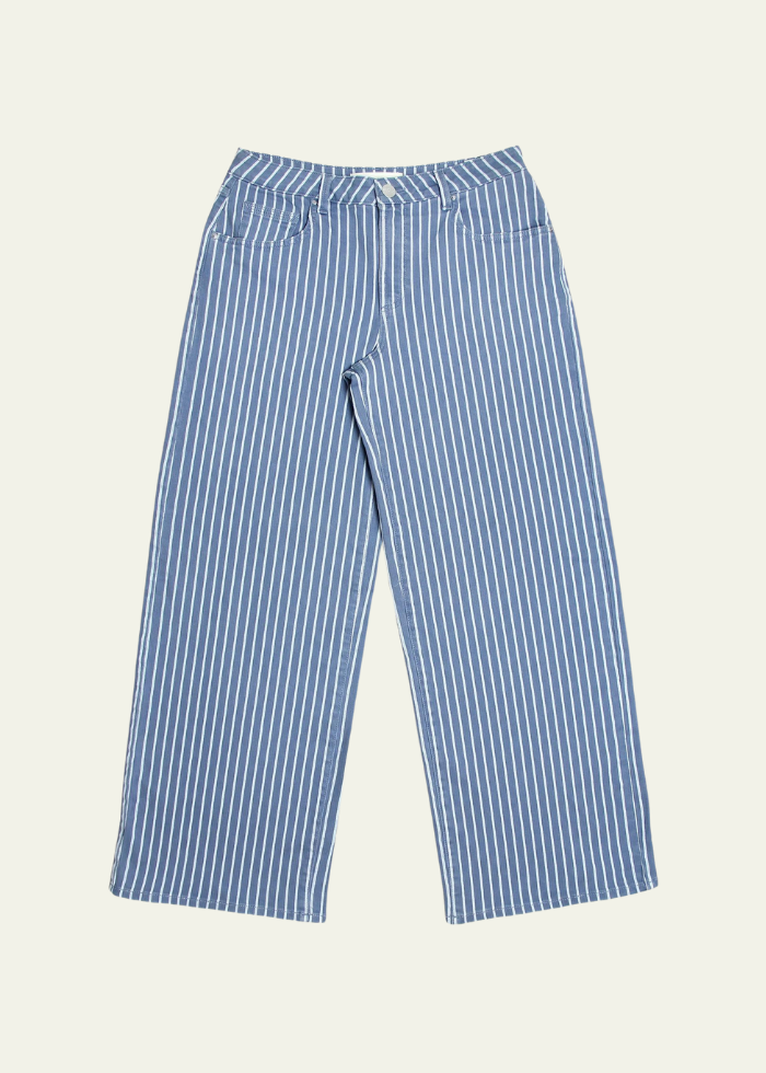 Seventy + Mochi Gracie Jean in Washed Denim Wide Stripe