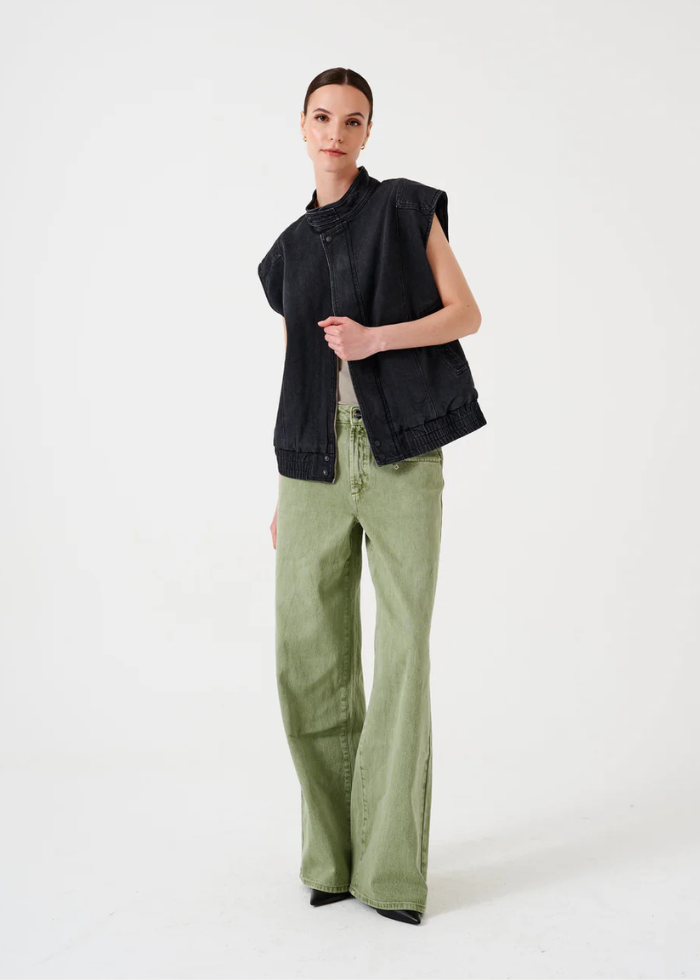 Seventy + Mochi Sleeveless Oversized Juno Jacket in Washed Black