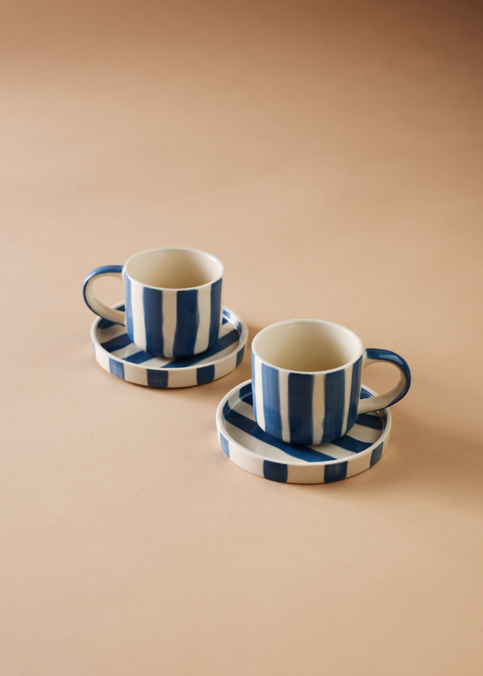 Striped Espresso Set, 4 Pieces