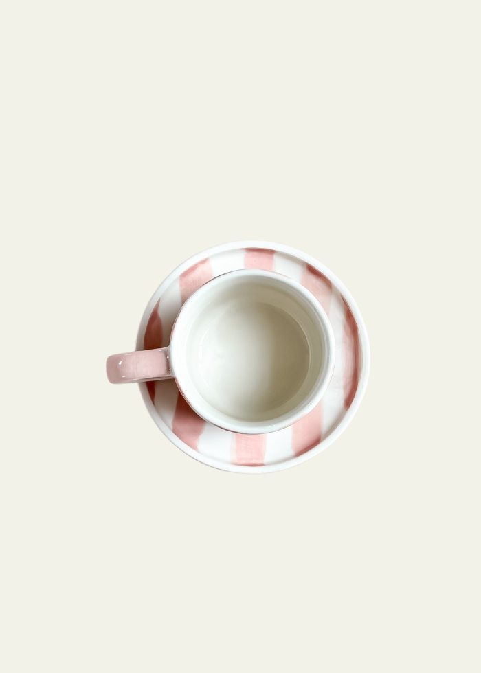 Striped Espresso Set, 4 Pieces - Rose Pink