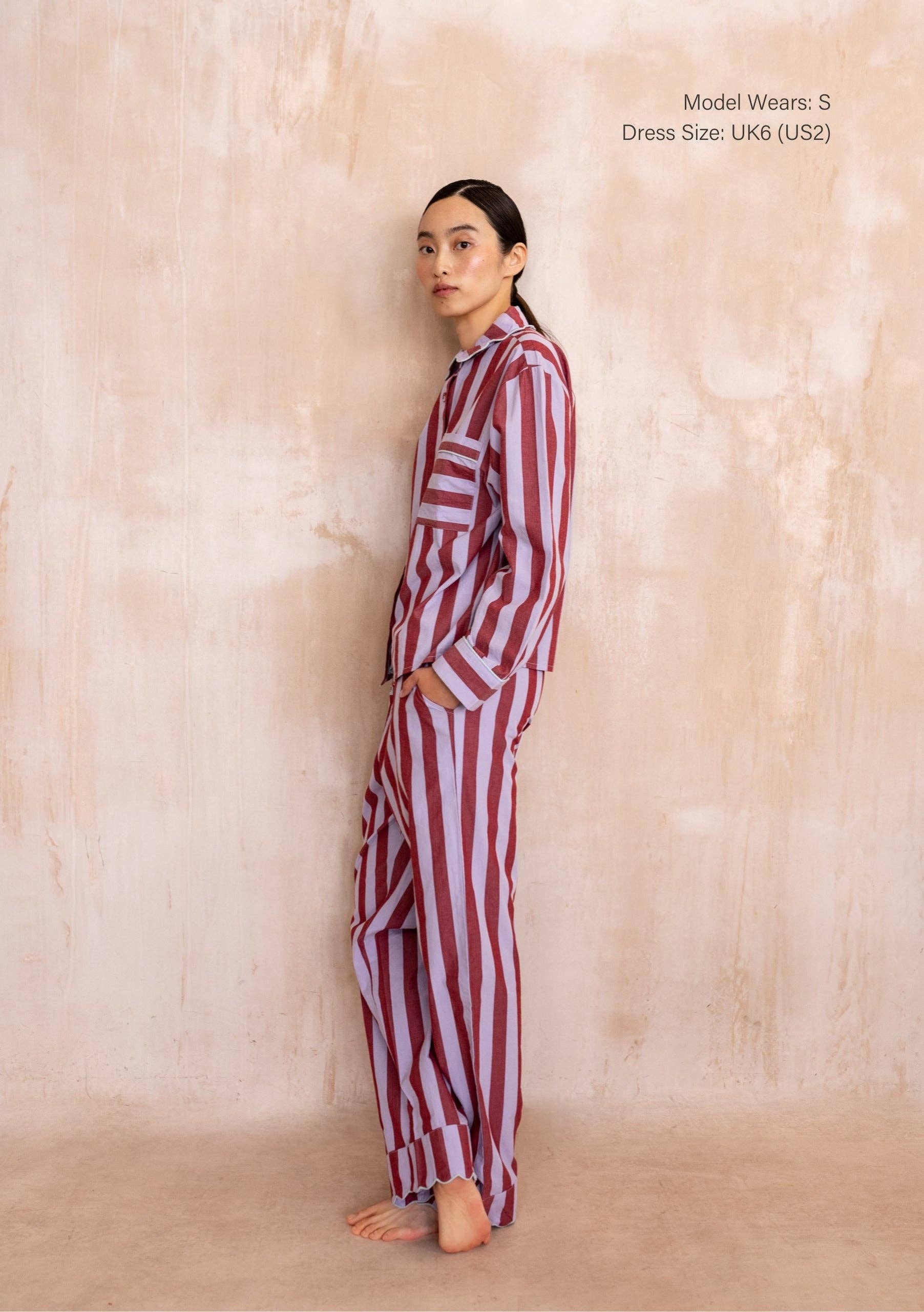 TBCo Cotton Pyjamas in Lilac Stripe | Striped Button-down PJs