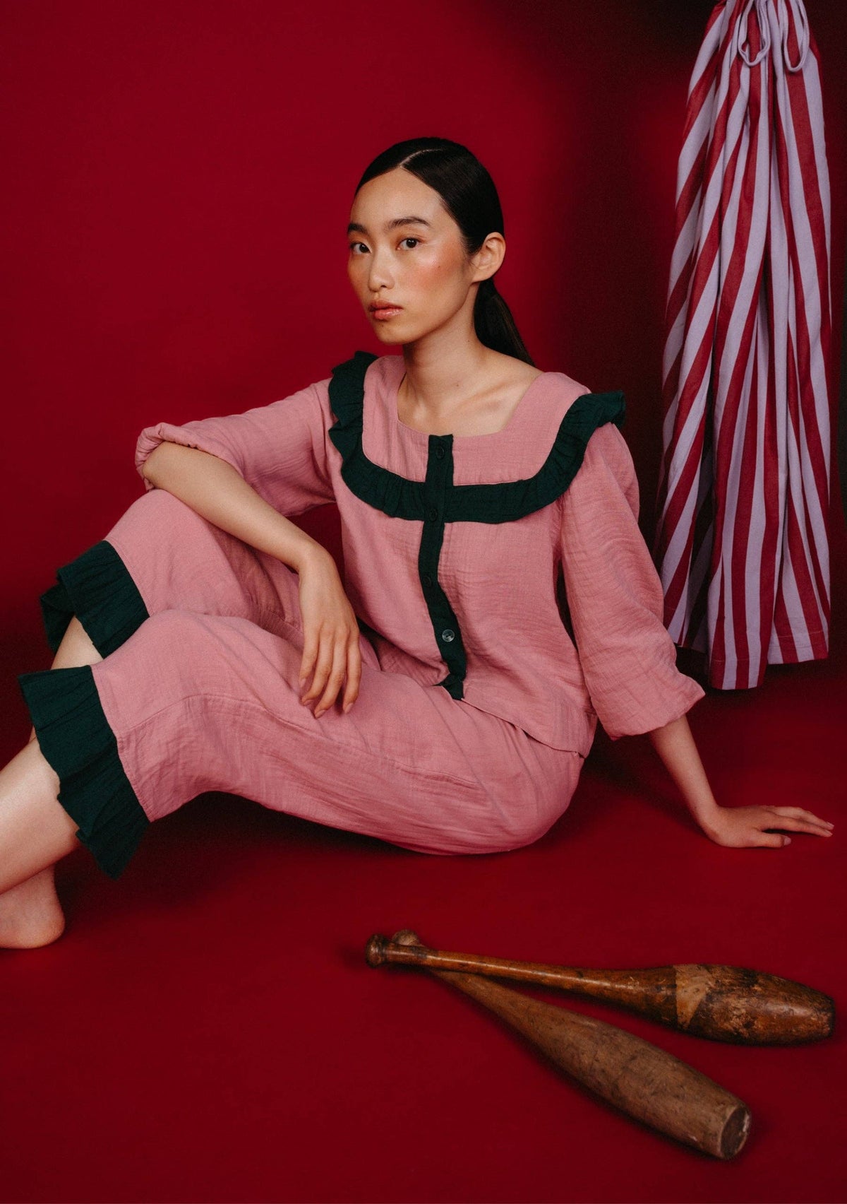 Tbco Pyjamas TBCo Cotton Pyjamas in Pink Ruffle – Quinn Says