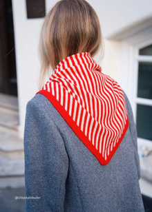  TBCo Large Merino Triangle Scarf in Red Stripe