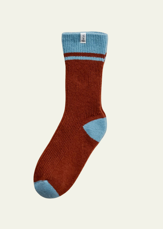 TBCo Merino Striped Socks in Rust