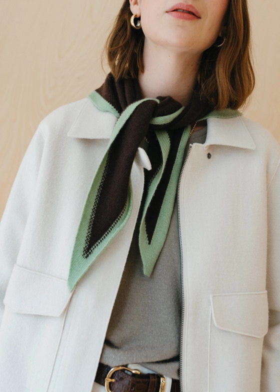 TBCo Merino Triangle Scarf in Brown & Mint