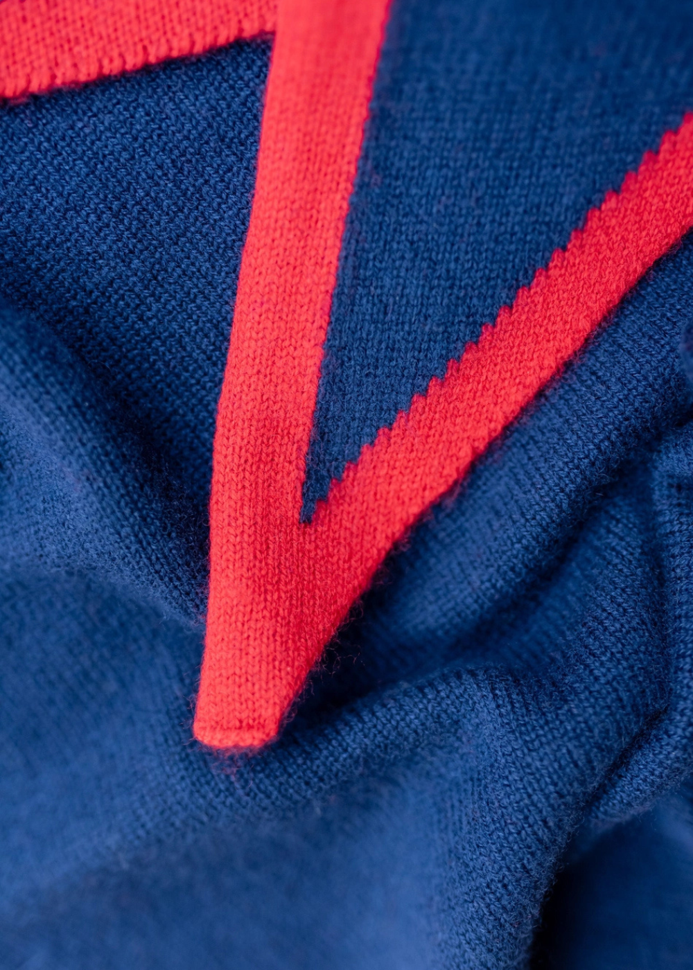 TBCo Merino Triangle Scarf in Navy & Red