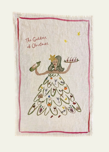  The Goddess of Christmas - Linen Tea Towel