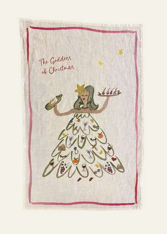 The Goddess of Christmas - Linen Tea Towel