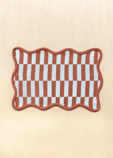 TBCo Cotton Scallop Placemats Set of 2  Rust Checkerboard